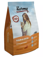 KARMY Hair&Skin Лосось. Корм для кошек для поддержания здоровья кожи и шерсти Вес 0.4 кг