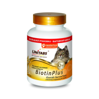 Unitabs BiotinPlus Витаминно-минеральная добавка с биотином и таурином для шерсти кошек, 200 таб.