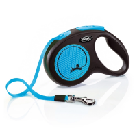 Рулетка для собак Flexi New Neon голубой S, до 15 кг, лента 5 м
