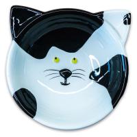 Миска керамическая для кошек Мордочка кошки 120 мл черно-белая, Mr.Kranch