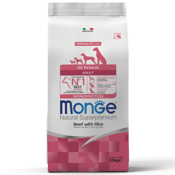 Monge Dog Monoprotein Adult Beef для собак всех пород с говядиной