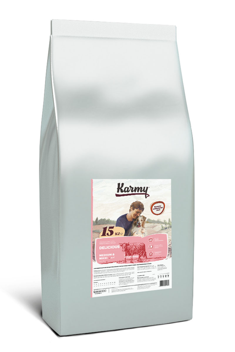 Karmy medium&maxi Delicious Телятина Вес 15 кг