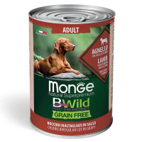 Monge Dog BWild Grainfree ADULT Консервы из ягненка с тыквой и кабачками для собак всех пород 400 г