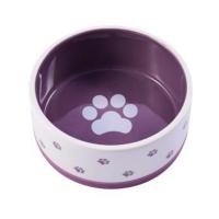 Миска керамическая нескользящая для собак 360 мл белая с фиолетовым, Mr.Kranch
