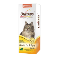 Unitabs BiotinPlus Витаминно-минеральная паста с биотином и таурином для шерсти кошек, 120 мл