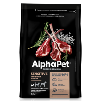 AlphaPet с ягненком и рисом для взрослых собак мелких пород с чувствительным пищеварением Вес 0,5 кг