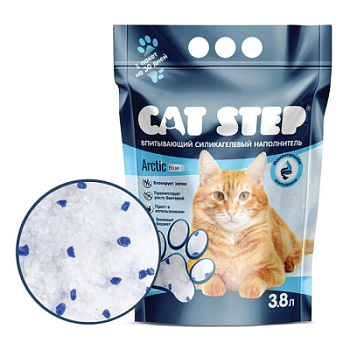 CAT STEP Arctic Blue Наполнитель впитывающий силикагелевый с синими гранулами