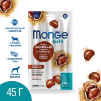 Monge Gift Sensitive лакомство для собак всех пород "Мягкие палочки" со свежим ягненком, каштаном и инулином для чувствительного пищеварения 45 г