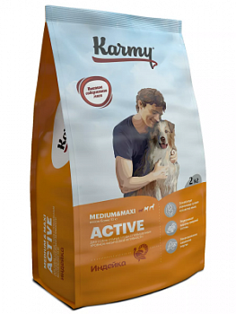 KARMY Medium&Maxi Active Индейка. Корм для активных собак средних и крупных пород
