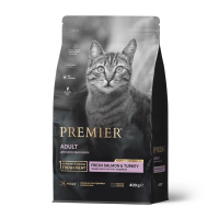 PREMIER Лосось с индейкой Корм для кошек с чувствительной кожей и шерстью или склонных к аллергии Вес 0,4 кг