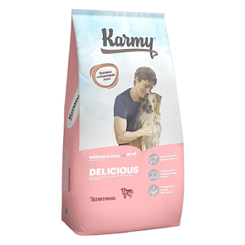 KARMY Medium&Maxi Delicious Телятина. Корм для привередливых собак средних и крупных пород.