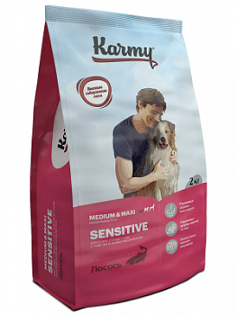 KARMY Medium&Maxi Sensitive Лосось. Корм для собак средних и крупных пород с чувствительным пищеварением