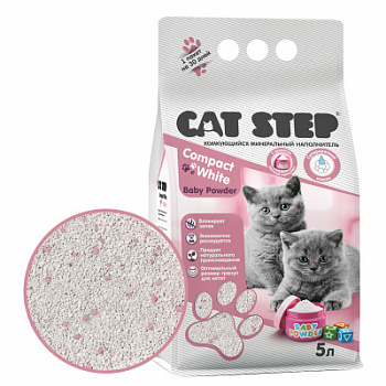 CAT STEP Compact White Baby Powder Наполнитель комкующийся минеральный для котят