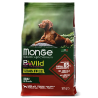 Monge BWild GRAIN FREE Adult Agnello Беззерновой корм с мясом ягненка для собак всех пород Вес 2,5 кг