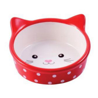 Миска керамическая для кошек Мордочка кошки в горошек 250 мл, Mr.Kranch Цвет красный