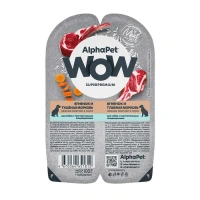 AlphaPet WOW Ягненок и тушеная морковь Нежные ломтики в соусе для собак с чувствительным пищеварением 100 г