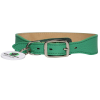 Ошейник для собак из натуральной кожи с QR-адресником, 38-45 см, Mr.Kranch Цвет зеленый