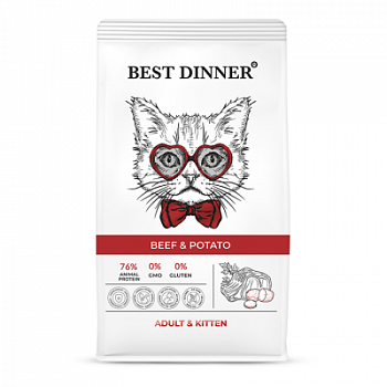 Best Dinner Adult&Kitten для котят и взрослых кошек с говядиной и картофелем