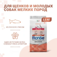 Monge Monoprotein Puppy & Junior Mini Salmon для щенков мелких пород с лососем Вес 2,5 кг