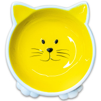 Миска керамическая Мордочка кошки на ножках 100 мл, Mr.Kranch Цвет желтый