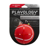 Жевательный мяч с пищалкой и ароматом, SQUEAKY CHEW BALL 8 см, Playology Цвет красный