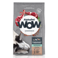 Корм AlphaPet WOW с ягненком и бурым рисом для взрослых собак средних пород с чувствительным пищеварением
