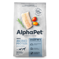 AlphaPet Monoprotein из белой рыбы для взрослых собак средних и крупных пород Вес 12 кг