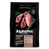 AlphaPet с ягненком и индейкой для щенков, беременных и кормящих собак мелких пород Вес 0,5 кг