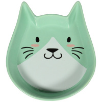 Миска керамическая для кошек Мордочка кошки 250 мл, Mr.Kranch Цвет зеленый